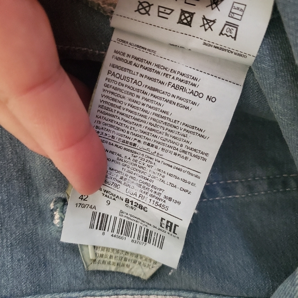 Mango Wide leg raw hem Catherin Culotte Jean In Green Size 10 - Picture 7 of 7